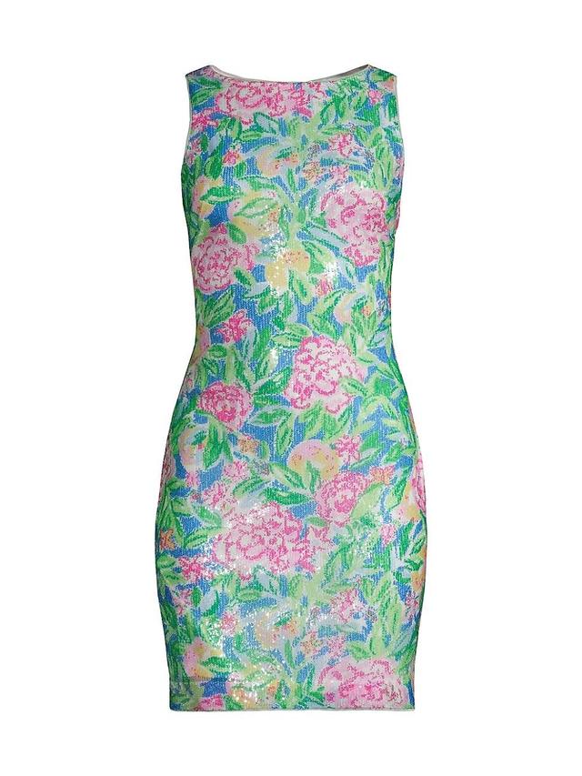 Womens Heather Floral Sequined Minidress Product Image