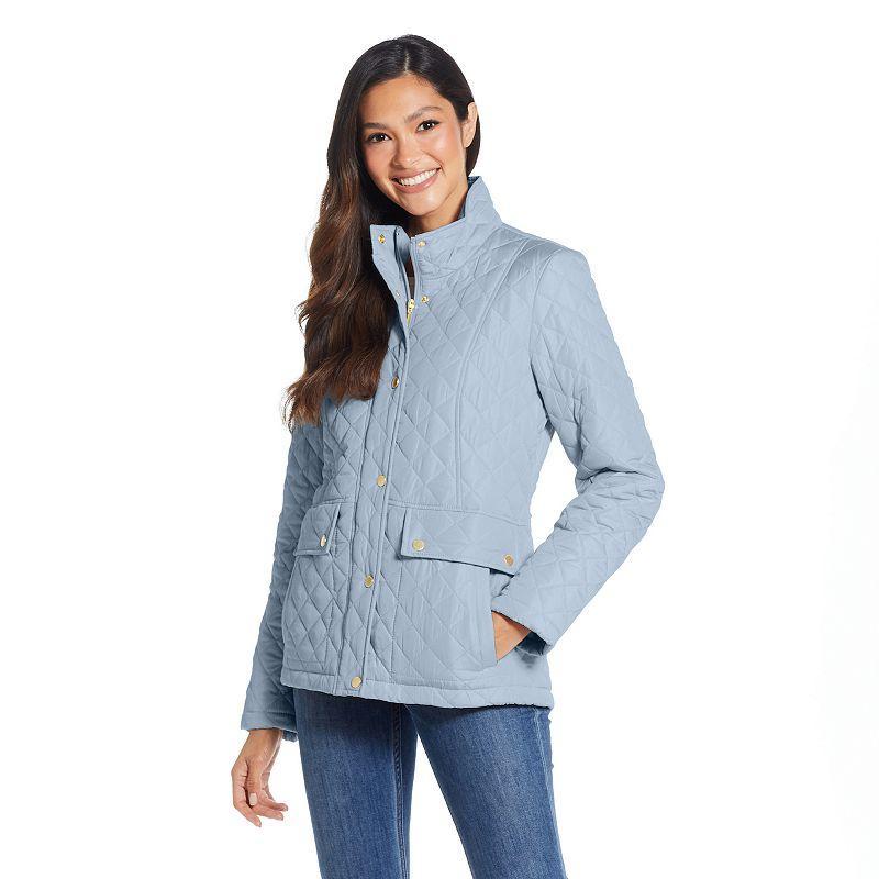 Womens Weathercast Modern Quilted Barn Jacket Light Blue Product Image