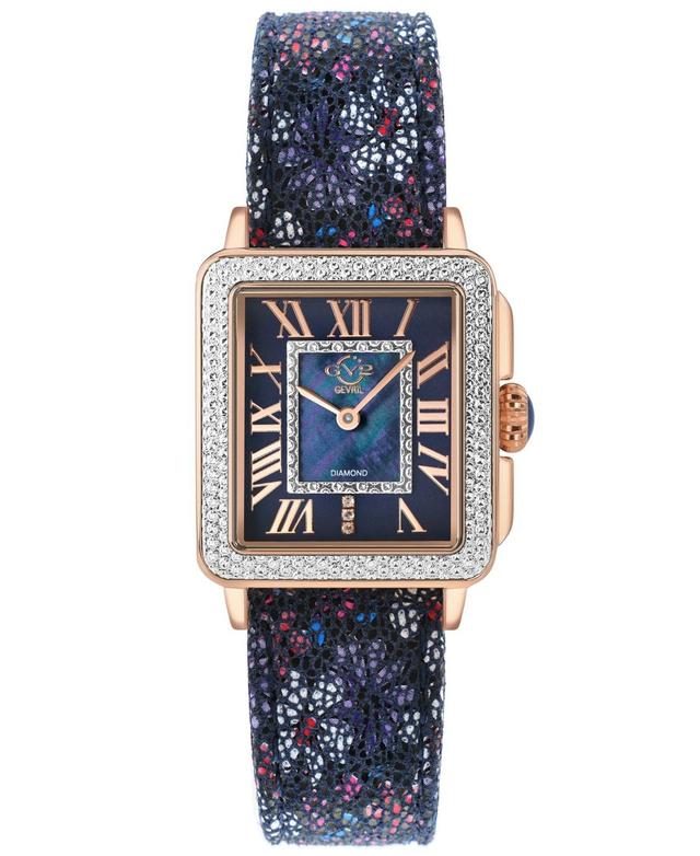 GV2 by Gevril Womens Padova Swiss Quartz Floral Blue Leather Watch 30mm - Blue Product Image