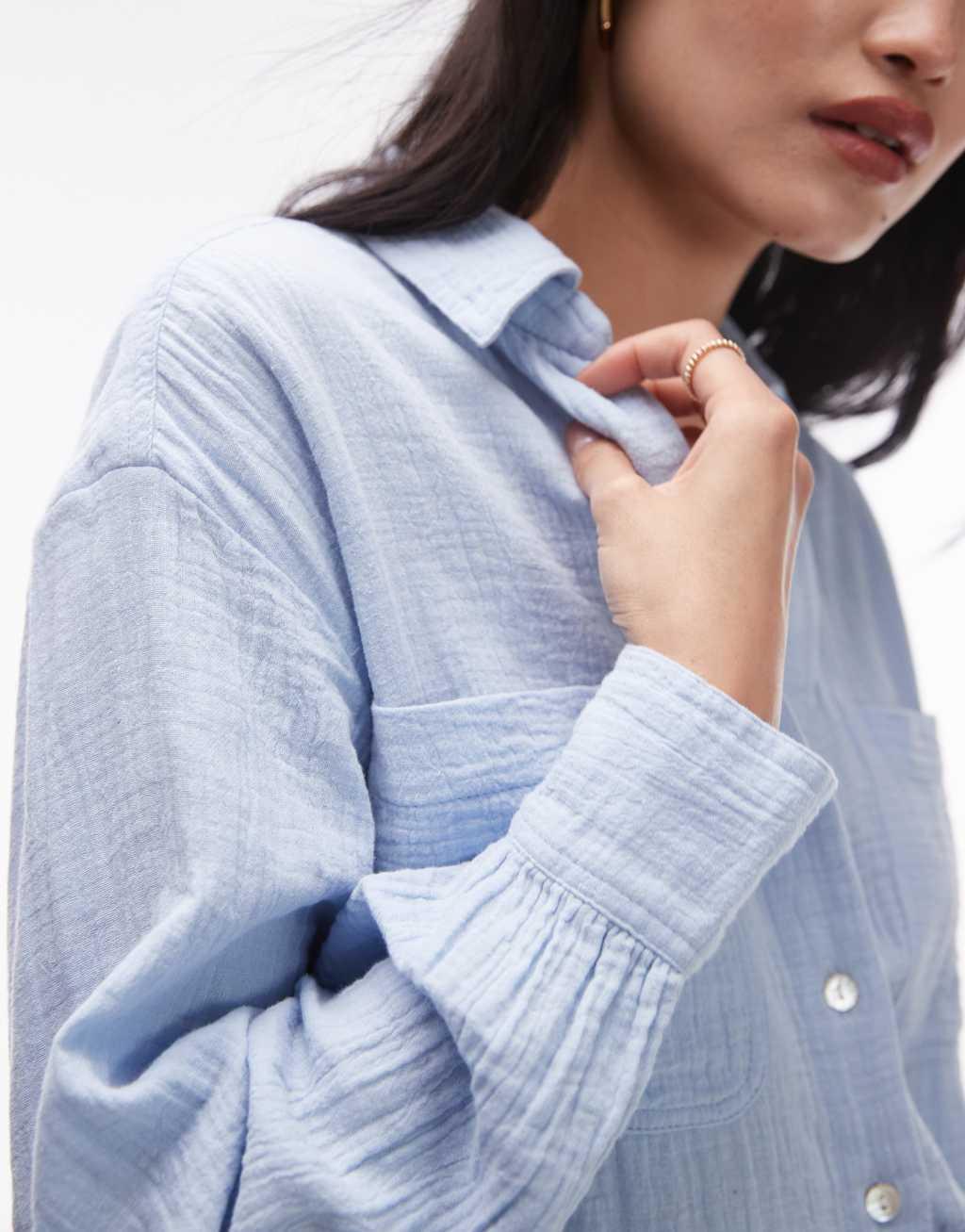 Topshop cotton casual shirt in chambray Product Image