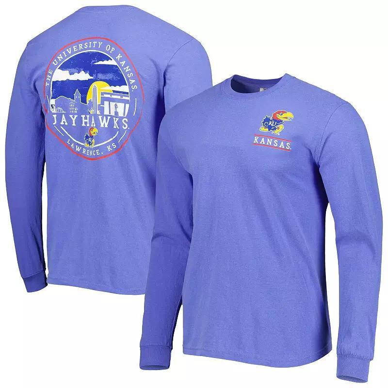 Mens Royal Kansas Jayhawks Circle Campus Scene Long Sleeve T-Shirt Product Image