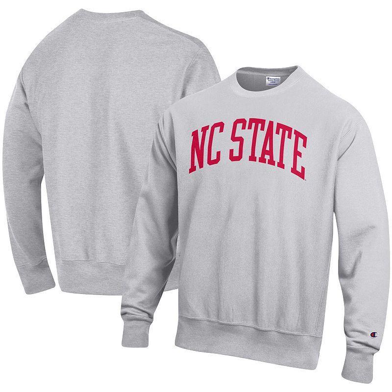 Mens Champion Heathered Gray NC State Wolfpack Arch Reverse Weave Pullover Sweatshirt Product Image