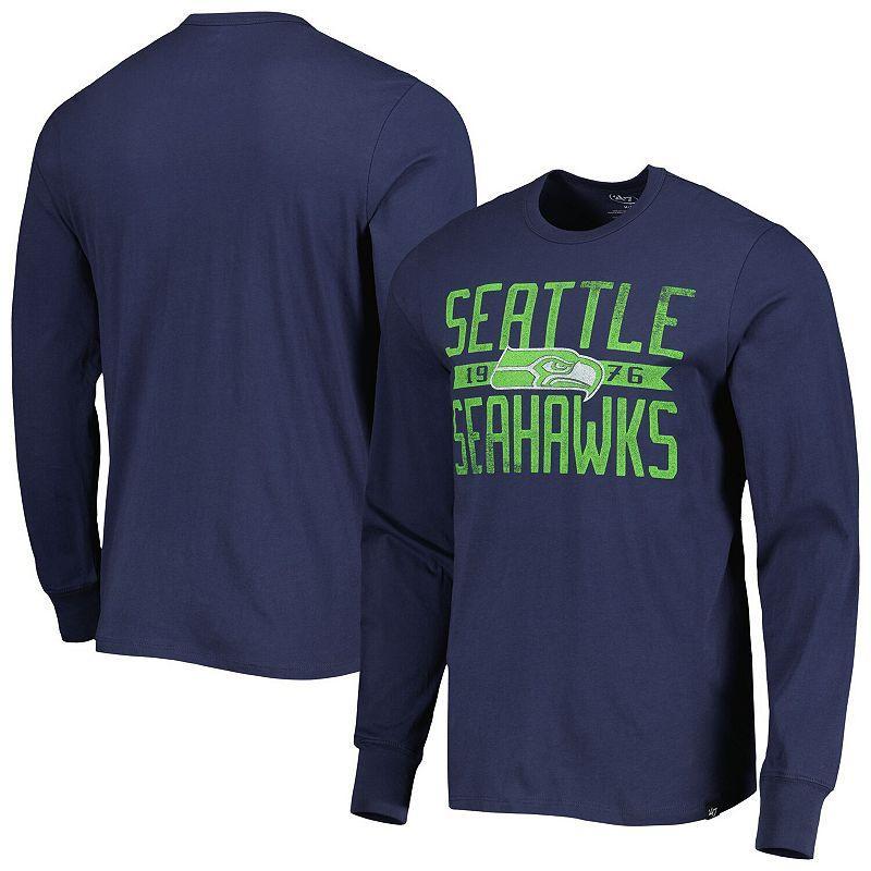 Mens 47 College Seattle Seahawks Brand Wide Out Franklin Long Sleeve T-Shirt Blue Product Image