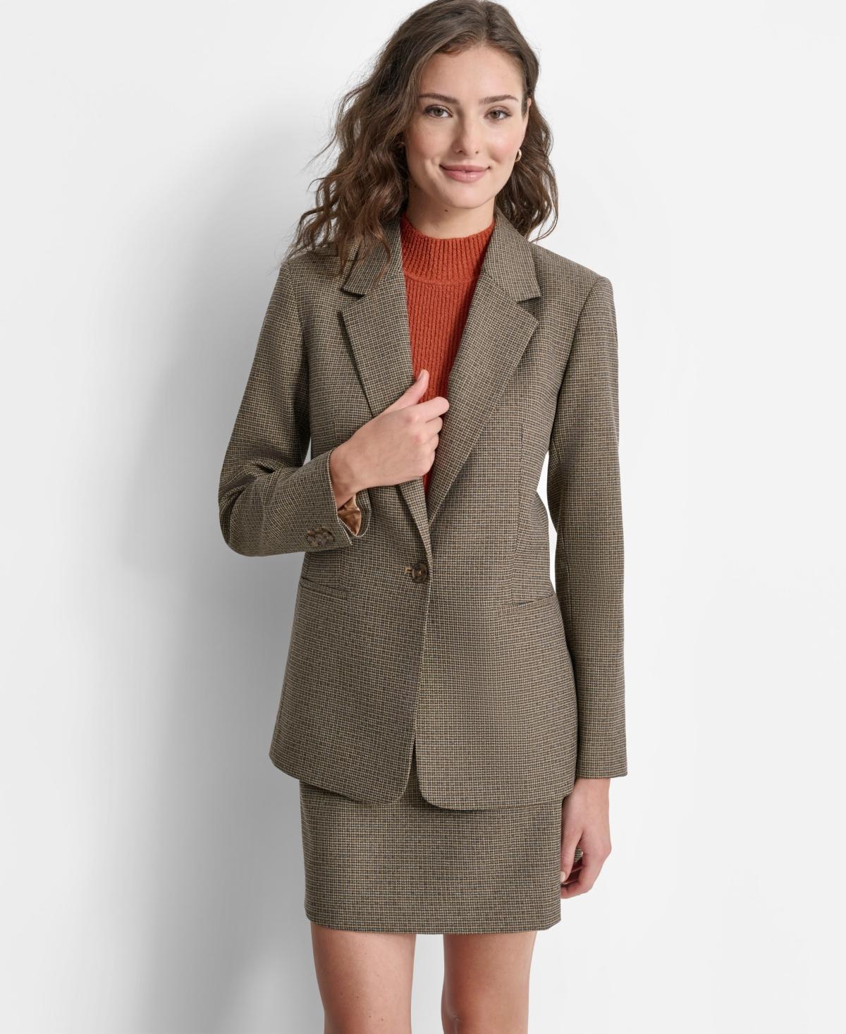 Dkny Womens Metallic-Threaded Single-Button Blazer Product Image