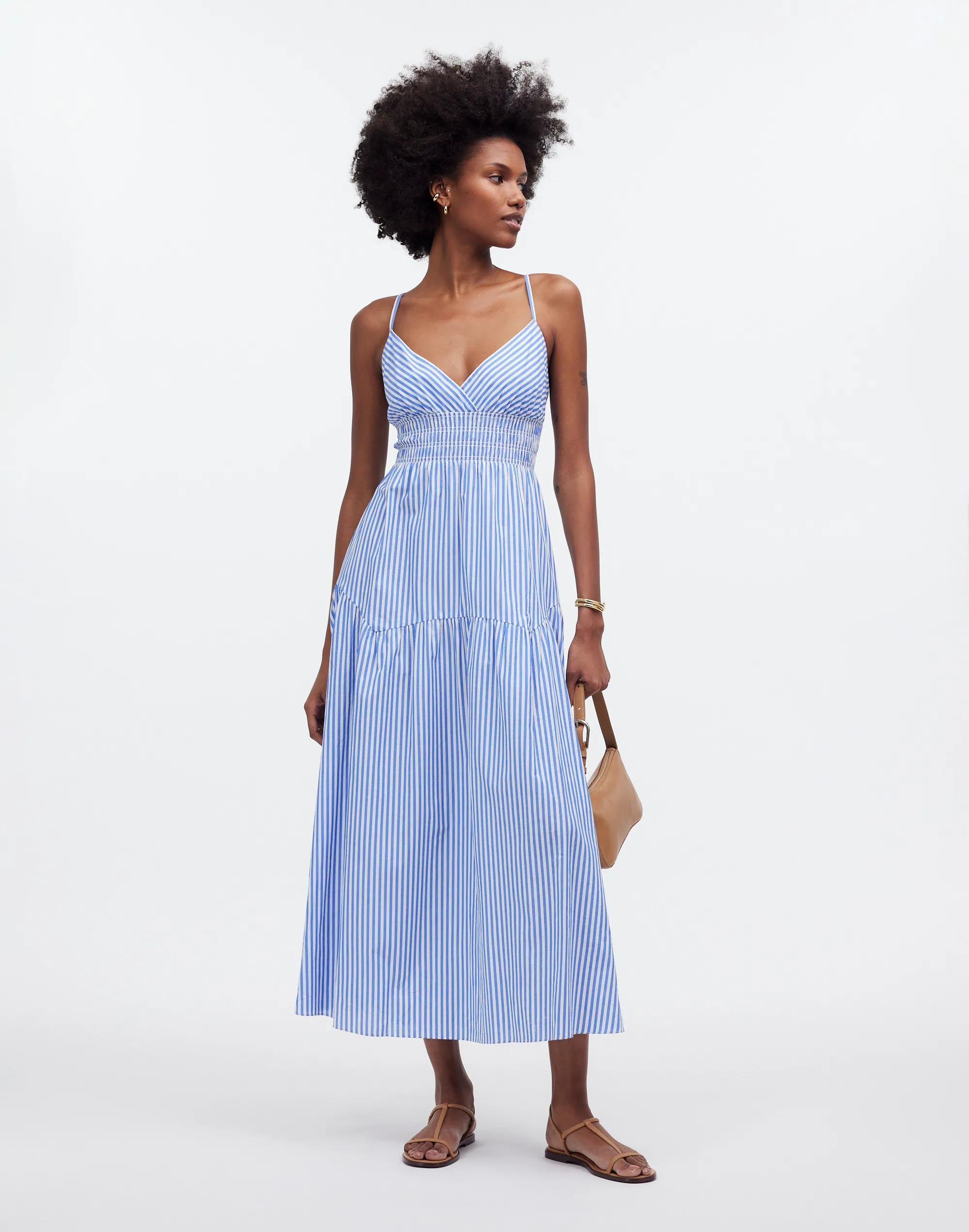 Empire-Waist Tiered Maxi Dress in Stripe Product Image