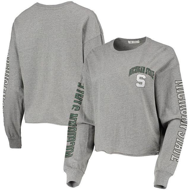 Womens 47 Heathered Gray Michigan State Spartans Ultra Max Parkway Long Sleeve Cropped T-shirt Product Image