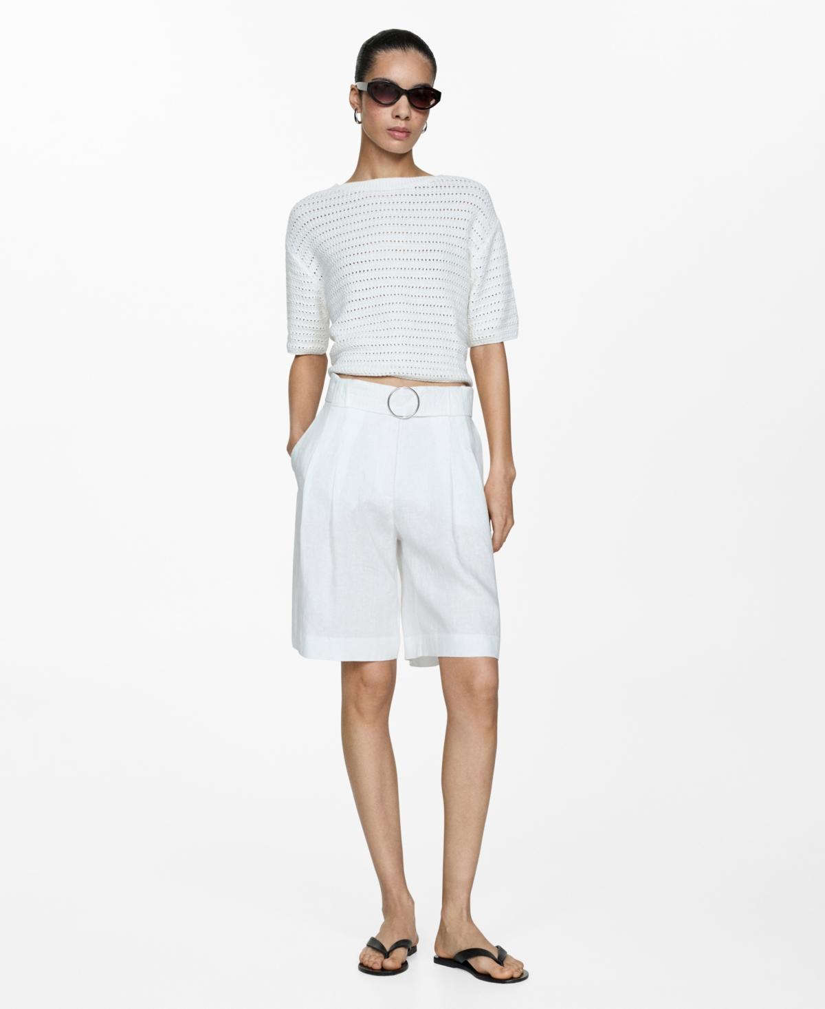 Mango Womens Belt Detail Straight Bermuda Shorts Product Image