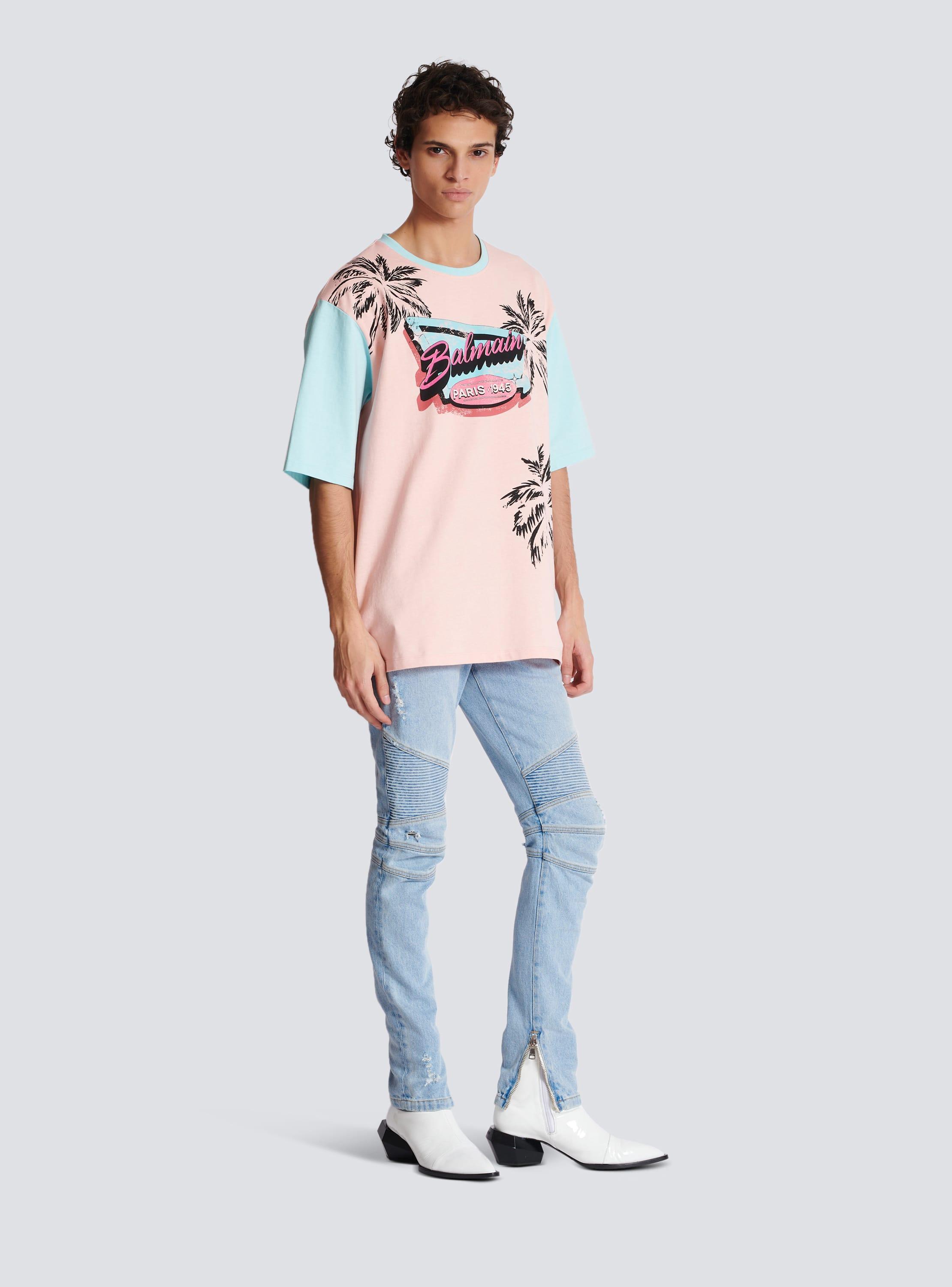 Loose Balmain Miami printed T-shirt Product Image