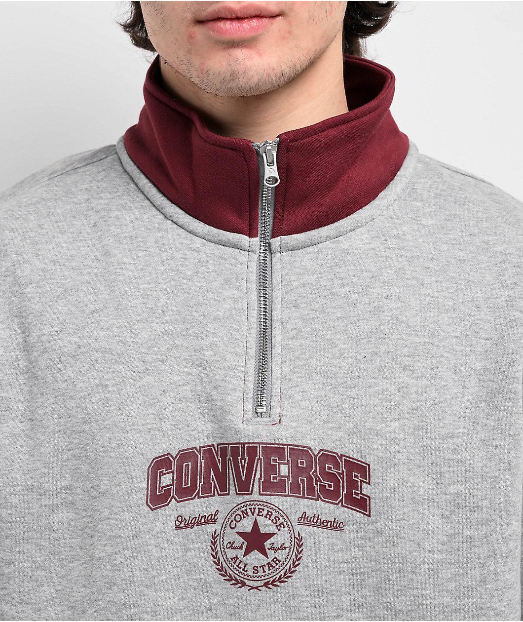 Converse Retro Grey Quarter Zip Sweatshirt Product Image