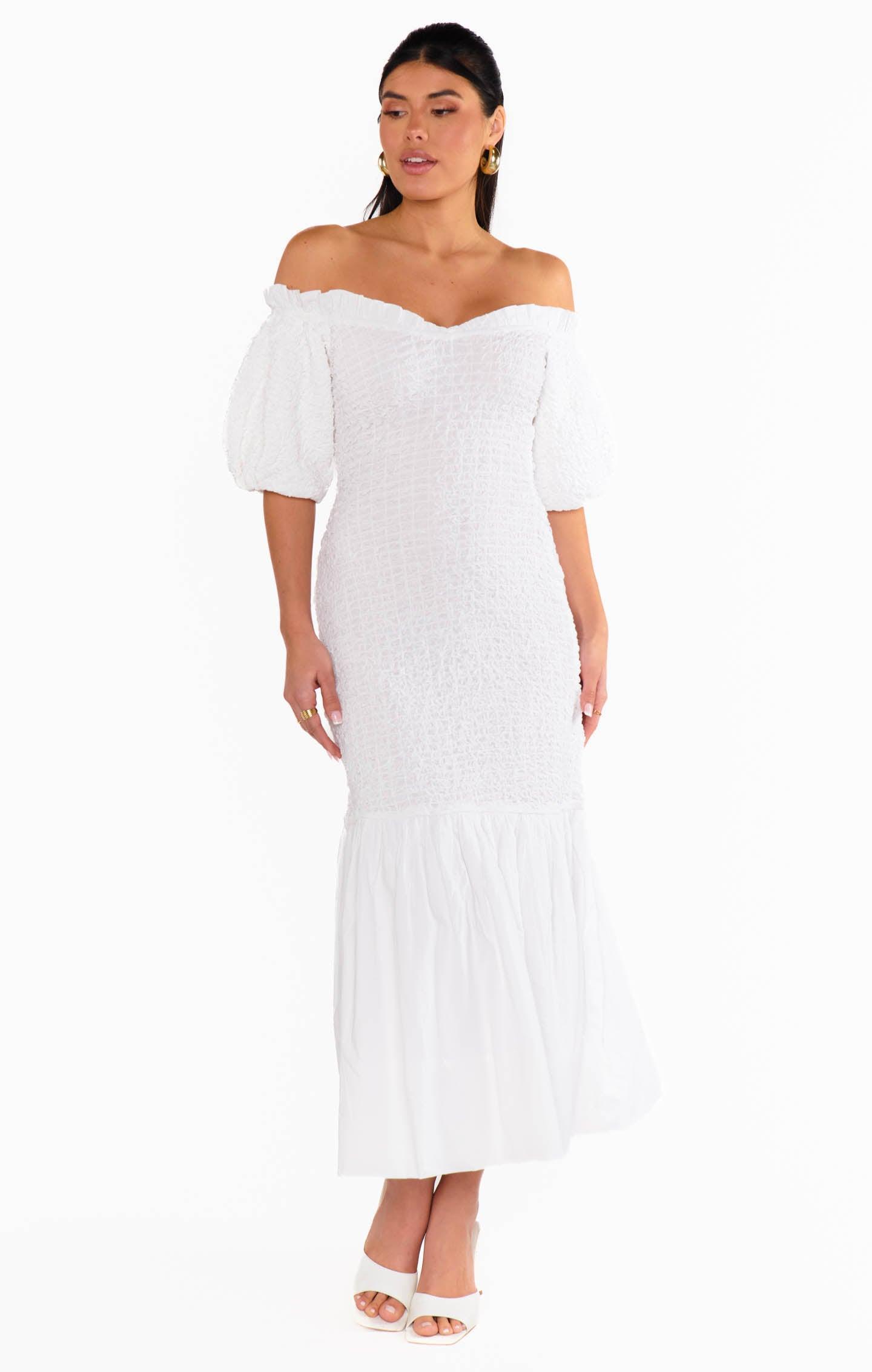 Rom Com Midi Dress ~ White Texture Stretch Product Image