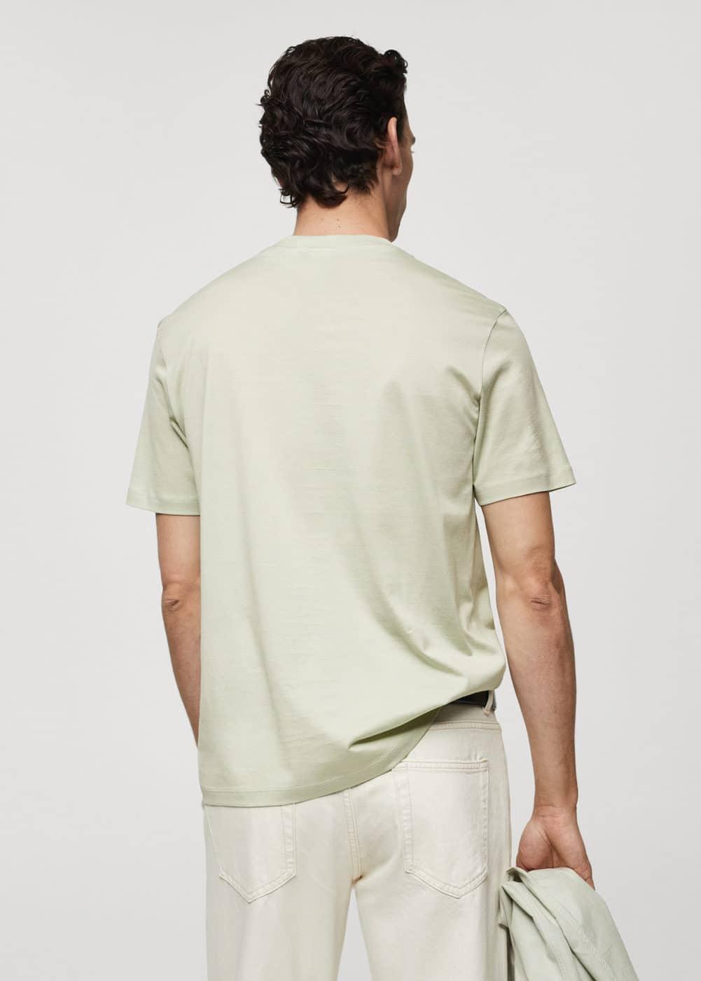 MANGO MAN - Mercerized regular-fit t-shirt pastel greenMen Product Image