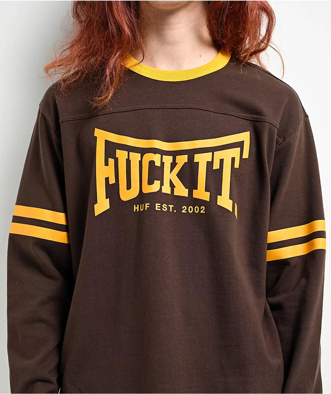 HUF Fuck It Brown & Yellow Long Sleeve Football Shirt Product Image