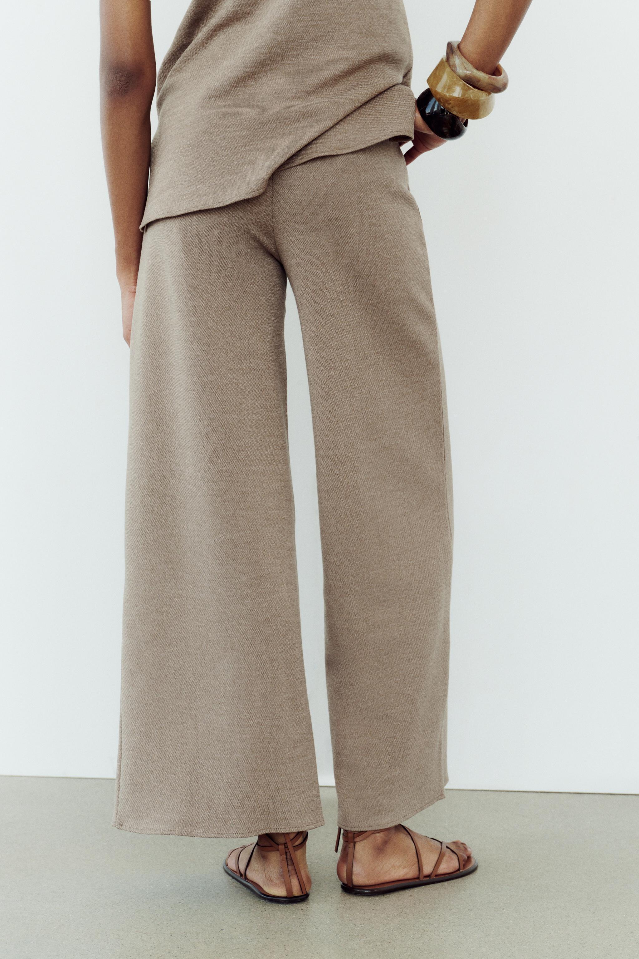 WIDE LEG SOFT PIQUÉ PANTS Product Image