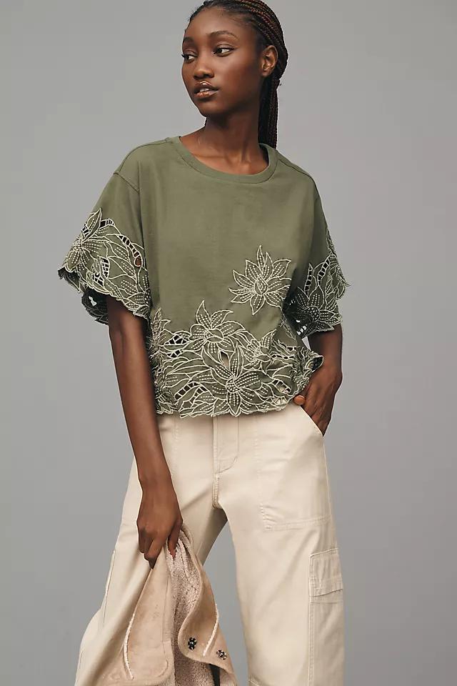 By Anthropologie Boxy Cutwork Tee Product Image