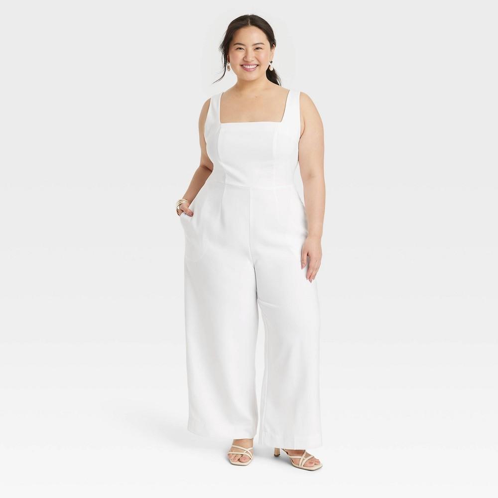 Womens Maxi Jumpsuit - A New Day White 4X Product Image