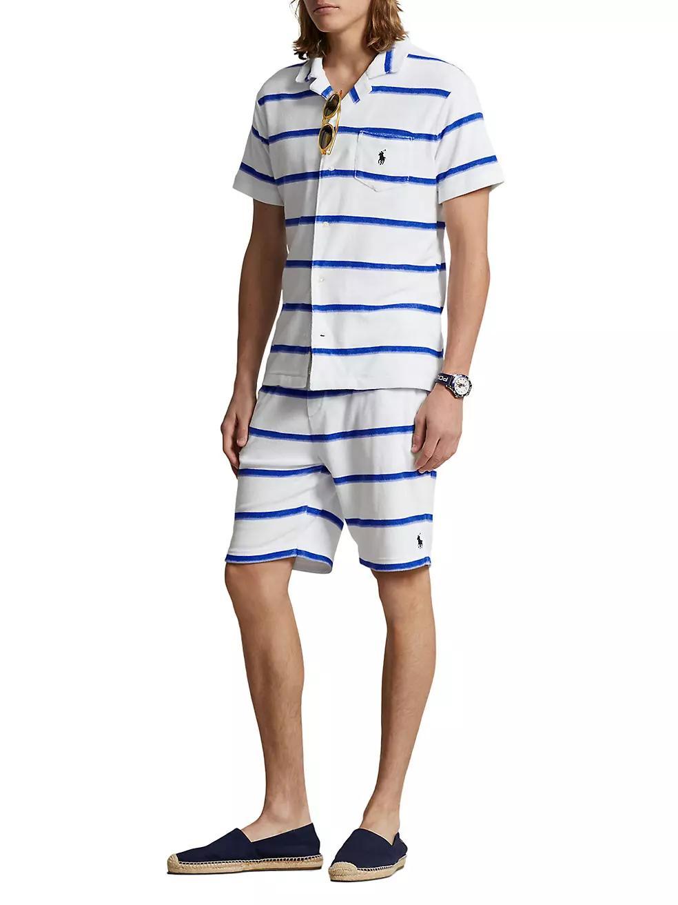 Striped Cotton-Blend Camp Shirt Product Image