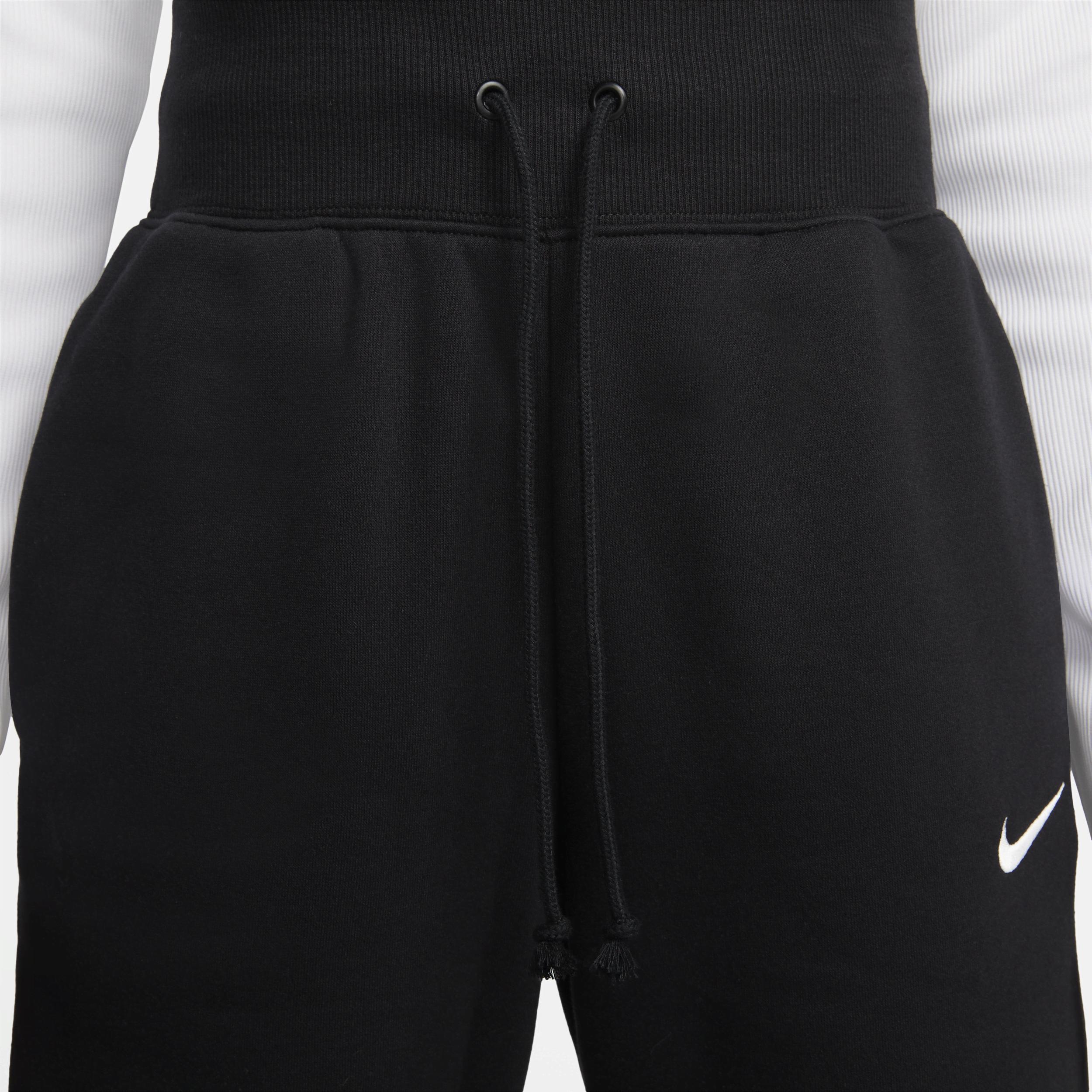 Nike Womens Nike Phoenix High Rise Wide Pants - Womens Black/White Product Image