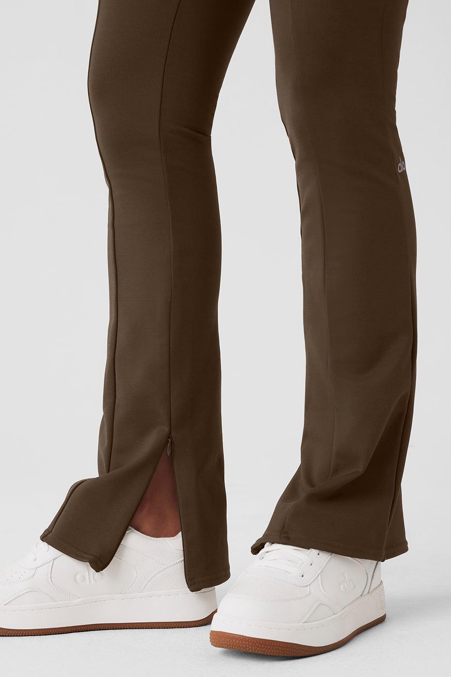 Alo Yoga | High-Waist 7/8 Zip It Flare Legging Brown Product Image