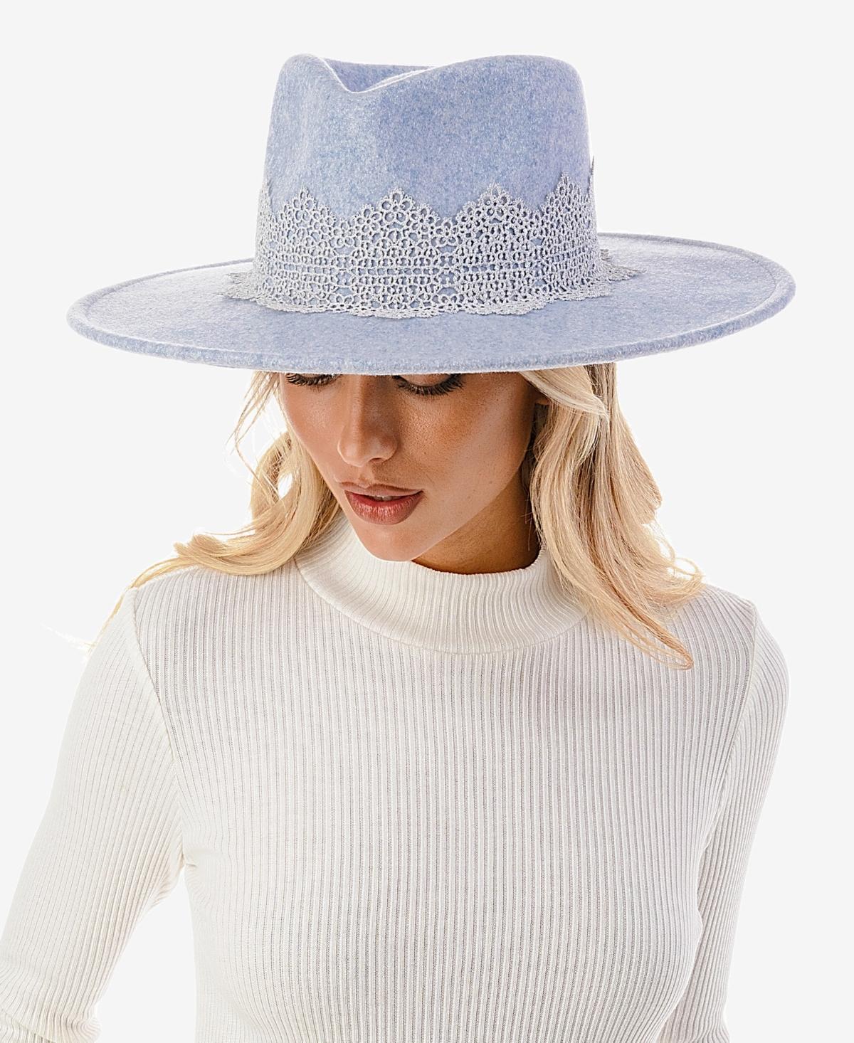 Marcus Adler Womens Lace Trim Wool Blend Panama Hat Product Image