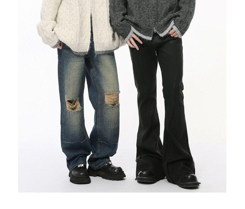 Mock Neck Plain Zip-Up Cardigan Product Image