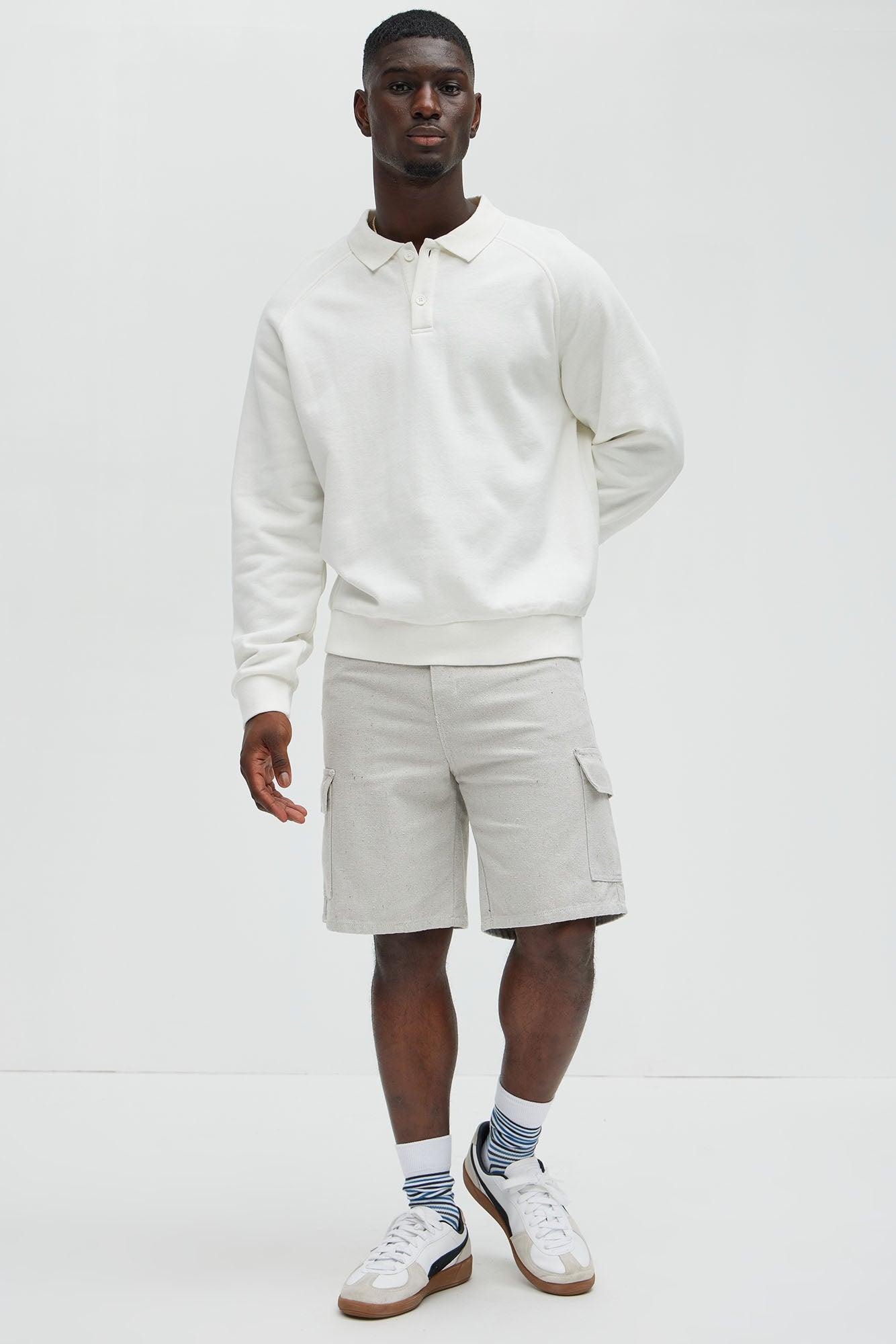 Tyson Late Night Raglan Long Sleeve Polo - Off White Product Image