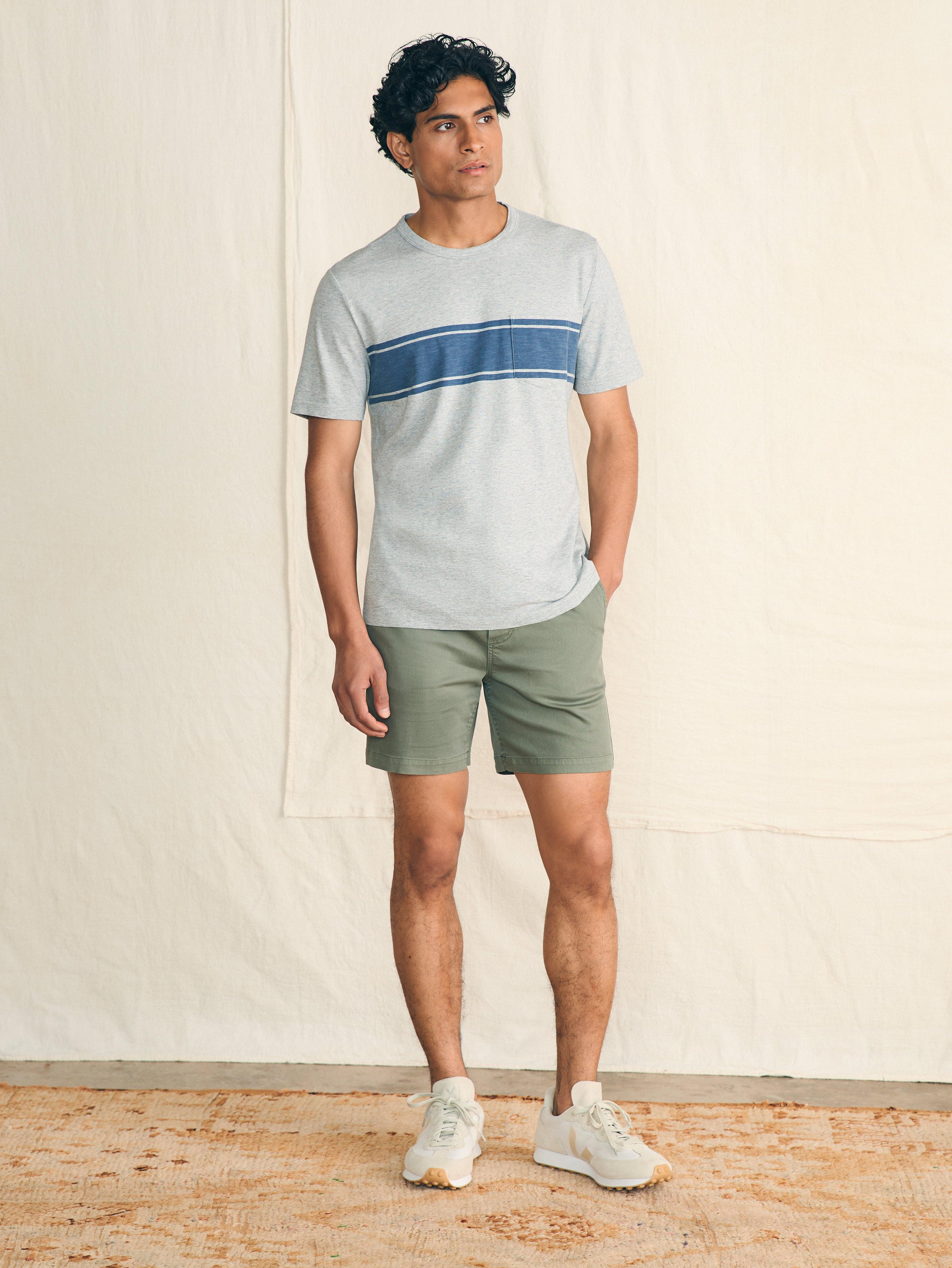 Surf Stripe Sunwashed Pocket Tee - Heather Grey Male Product Image