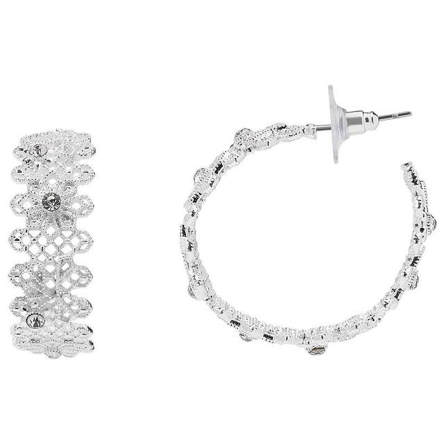 LC Lauren Conrad Lace J-Hoop Earrings, Womens, Silver Product Image