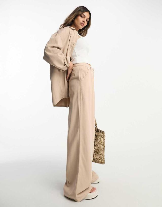 ASOS DESIGN wide leg pants in soft twill - part of a set Product Image