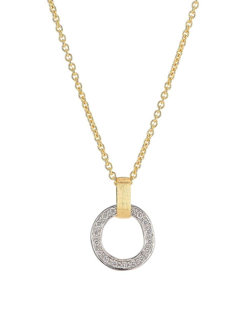 Womens Jaipur Two-Tone 18K Gold & Diamond Hoop Pendant Necklace Product Image