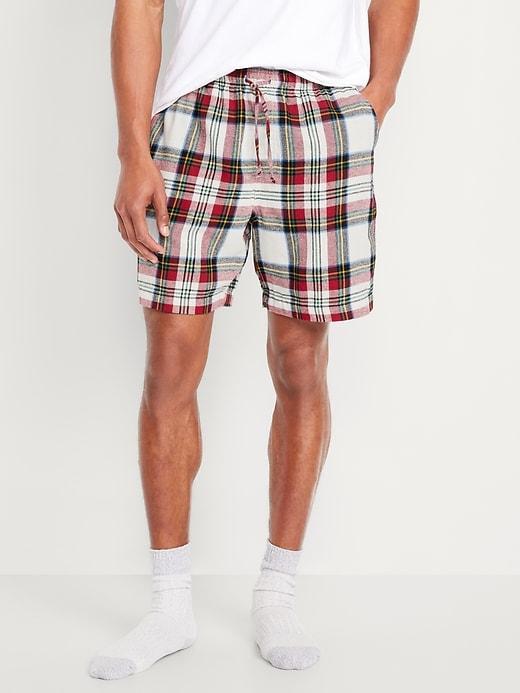 Flannel Pajama Shorts for Men Product Image