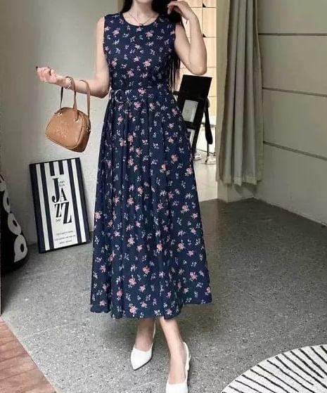 Sleeveless Floral Maxi A-Line Dress Product Image