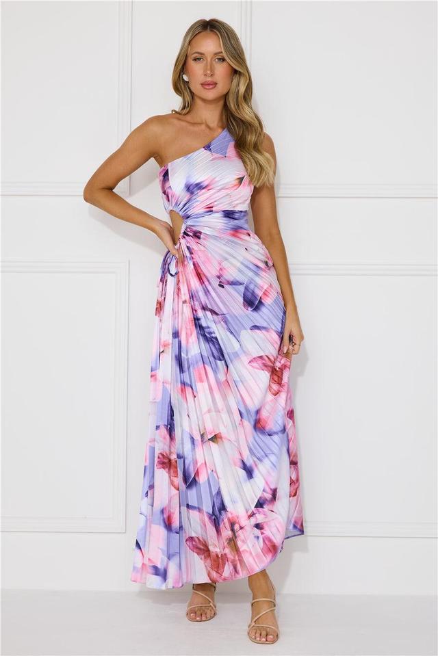 Lily Dreams One Shoulder Satin Maxi Dress Purple Product Image