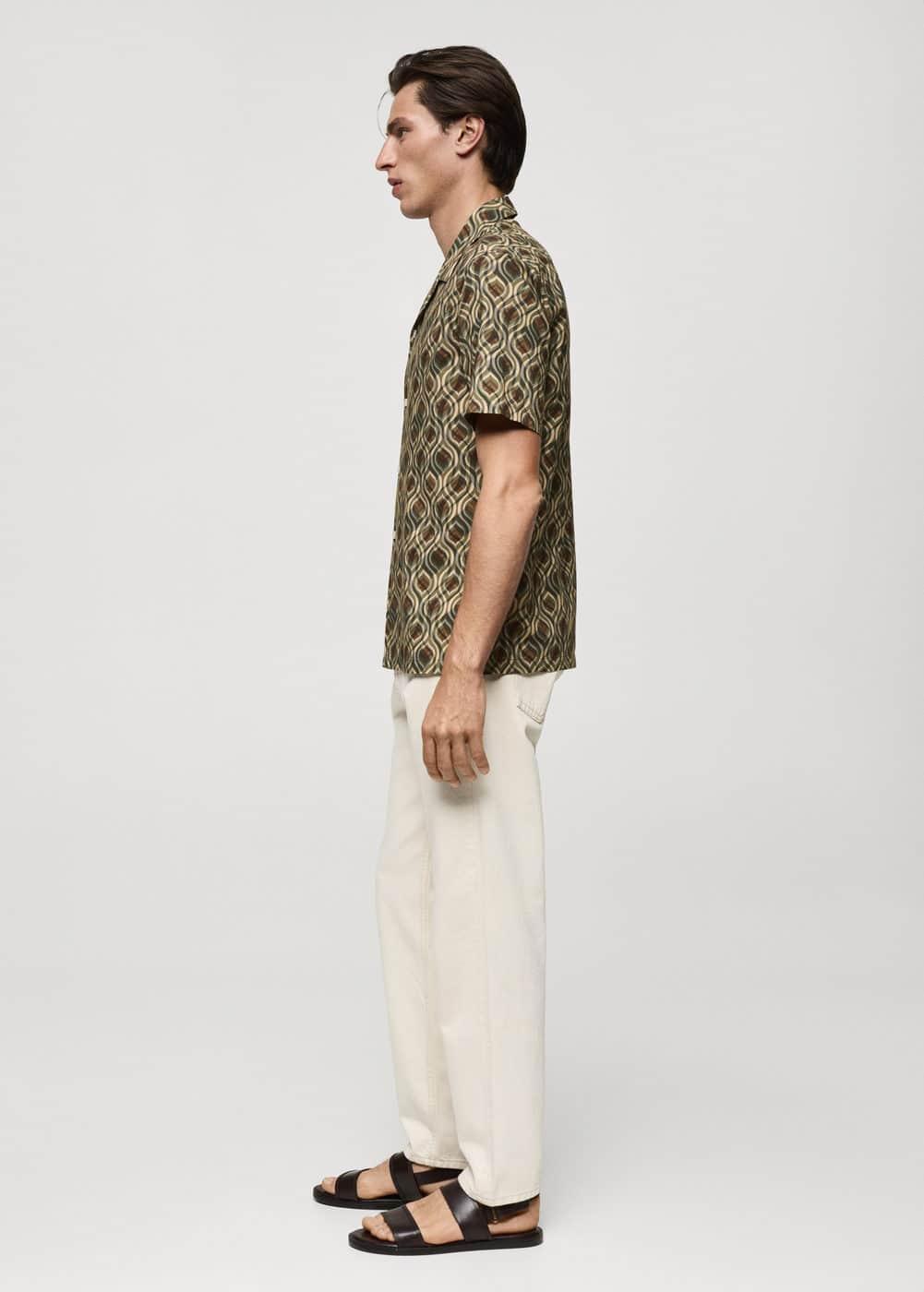 MANGO MAN - Flowing regular-fit printed shirt khakiMen Product Image