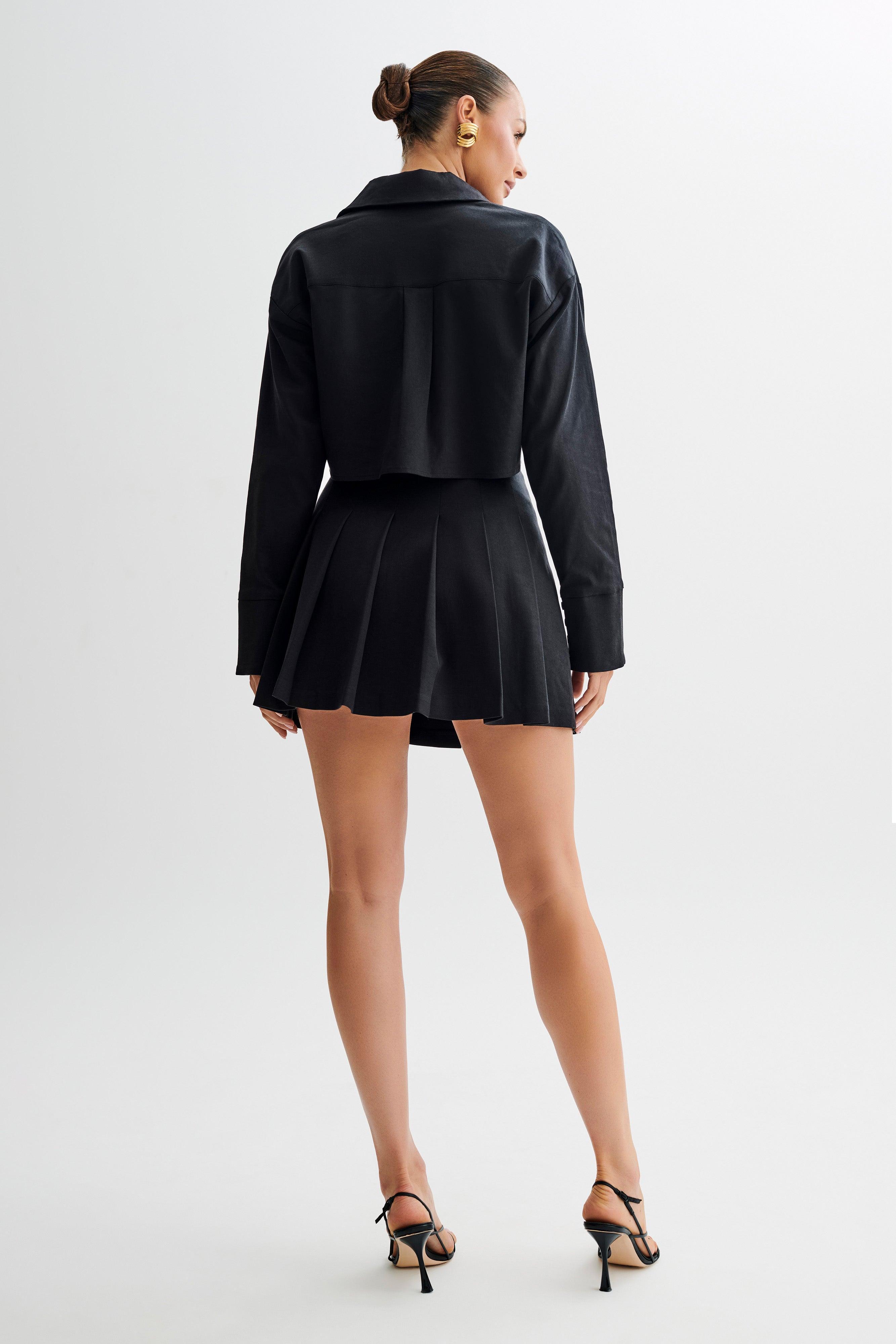 Julianna Cotton Pleated Mini Skirt - Black Product Image