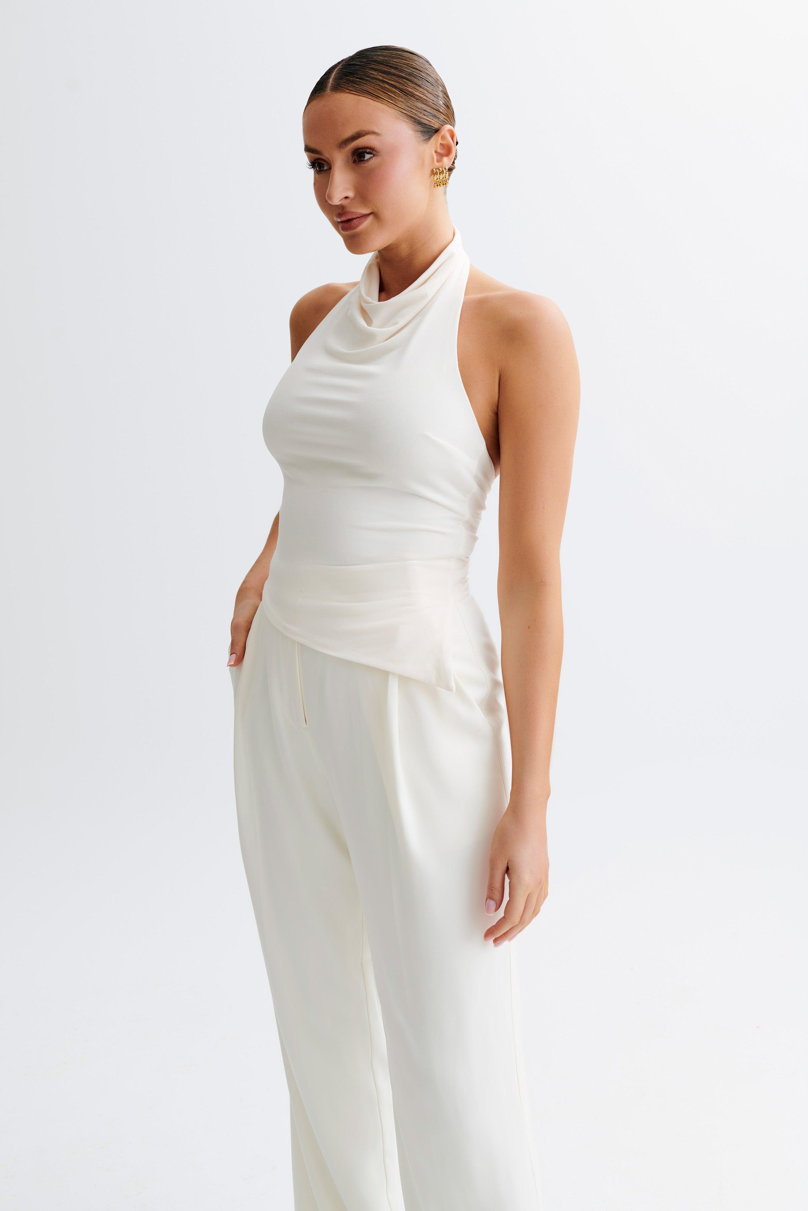 Federica Slinky Halter Neck Top - Ivory Product Image