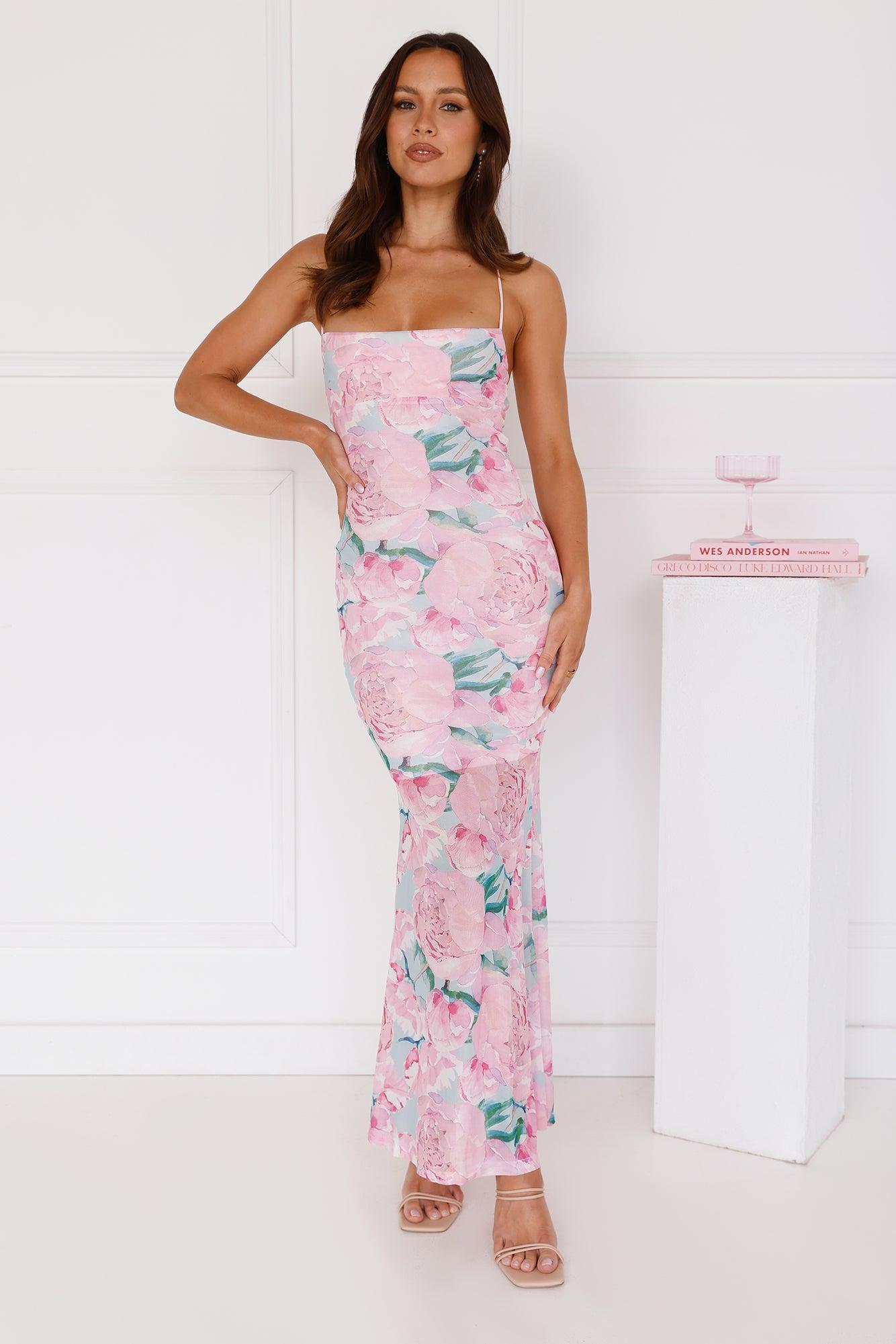 Time With You Mesh Maxi Dress Pink Product Image