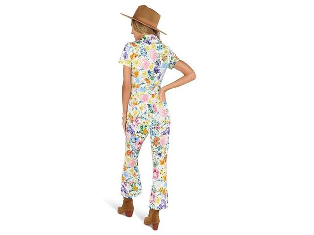 Show Me Your Mumu Jacksonville Short Sleeve Crop Jumpsuit (Ivory Botanical Floral Denim) Women's Jumpsuit & Rompers One Piece Product Image