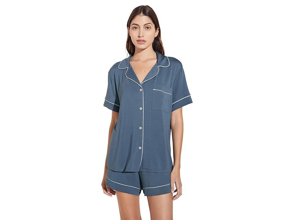 Eberjey Gisele Relaxed Shorts Pajama Set Coastal Blue/Ice Blue M Product Image