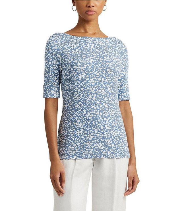 Lauren Ralph Lauren Floral Stretch Cotton Boatneck Tee Product Image