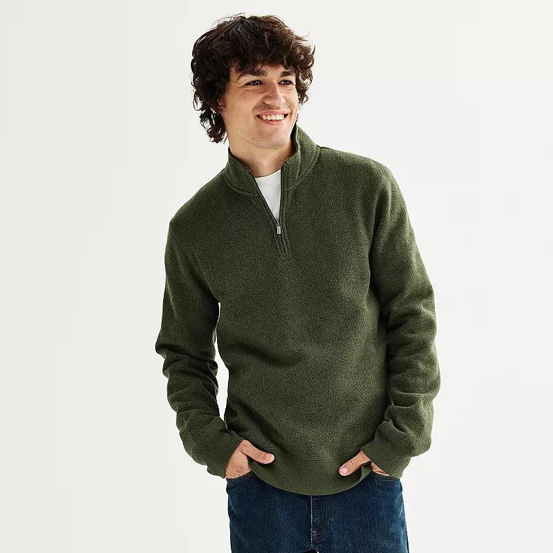 Mens Sonoma Goods For Life Sweater Fleece Quarter Zip Pullover Green Product Image