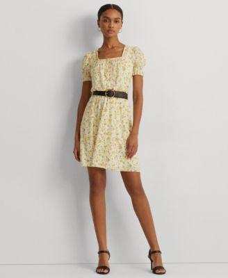 Lauren Ralph Lauren Womens Floral Georgette Puff-Sleeve Dress Product Image