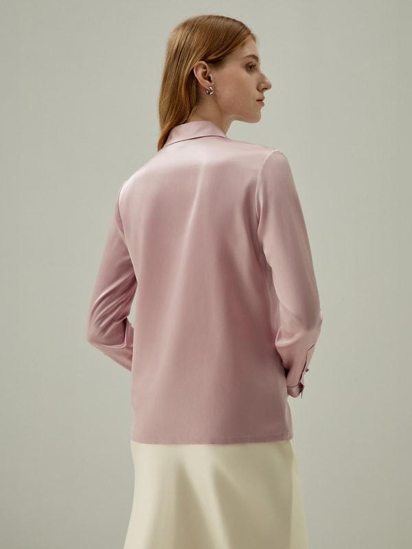 Classic Pearl Button Silk Shirt Product Image