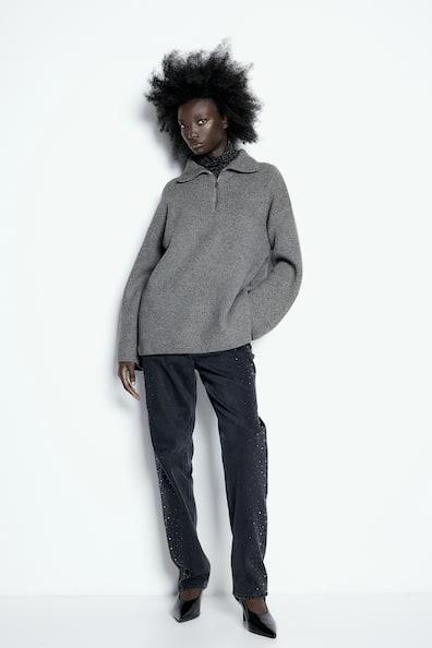 Rib-knit Half-zip Sweater Product Image