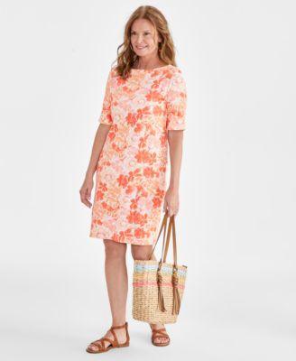 Style & Co Womens Printed Boat-Neck Knit Dress, Created for Macys Product Image