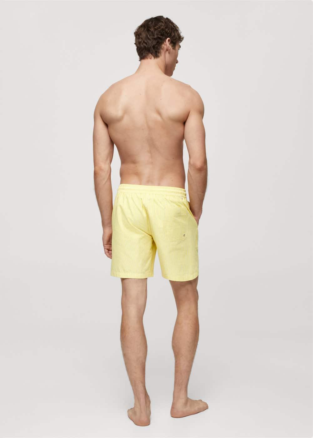 Mango Mens Seersucker Striped Drawstring Swimsuit Product Image