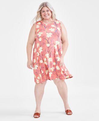 Plus Size Printed Flip-Flop Dress, Created for Macy's Product Image