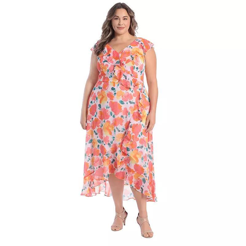 Plus Size London Times Faux Wrap Maxi Dress, Womens Product Image