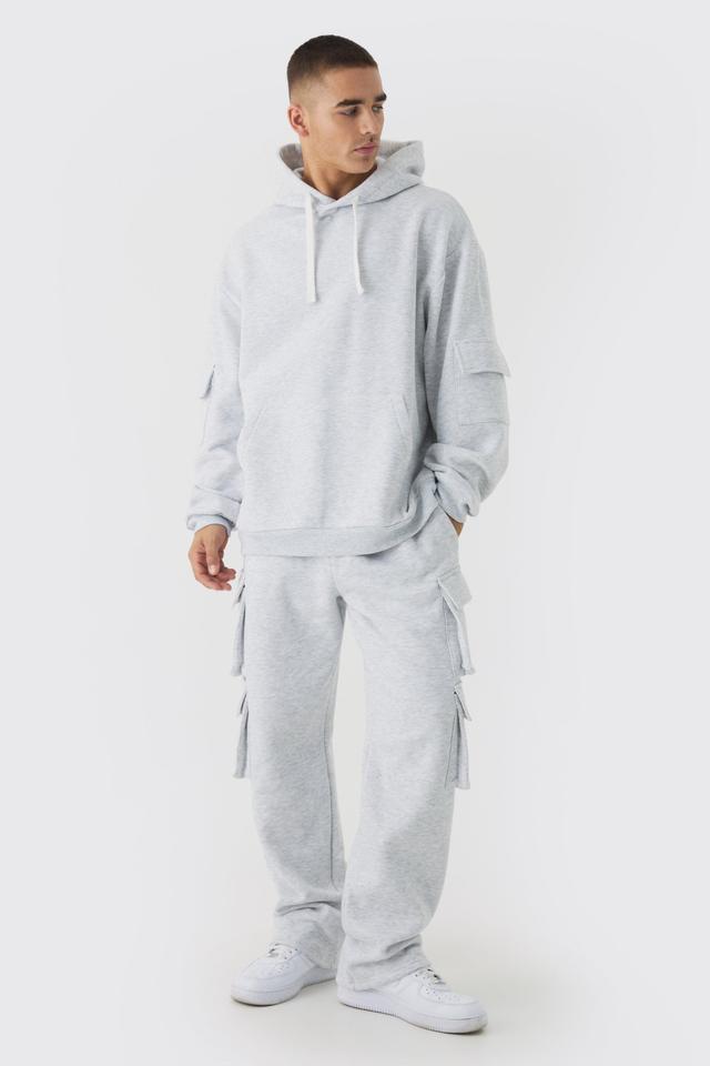 Oversized Cargo Extended Drawcord Tracksuit | boohooMAN USA Product Image