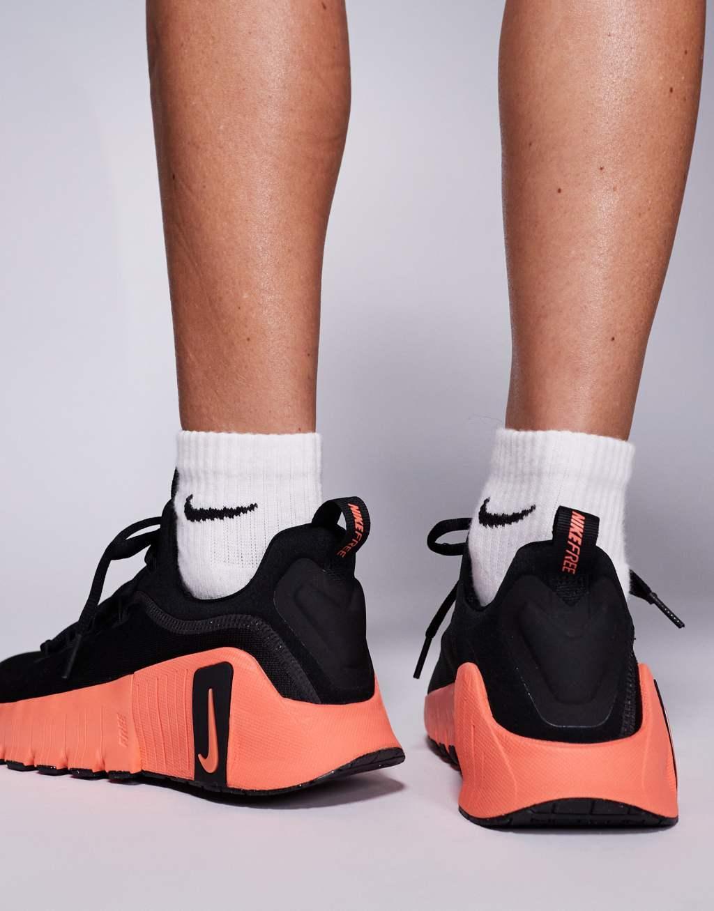 Nike Training Free Metcon 6 sneakers in black and orange Product Image