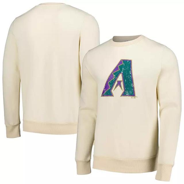 Mens Majestic Threads Oatmeal Arizona Diamondbacks Fleece Pullover Sweatshirt Product Image